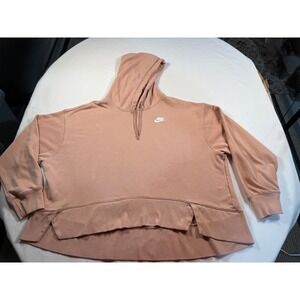 Nike Women's Coral Pink Short Pullover Hoodie Hi Low Sweatshirt Size 1X